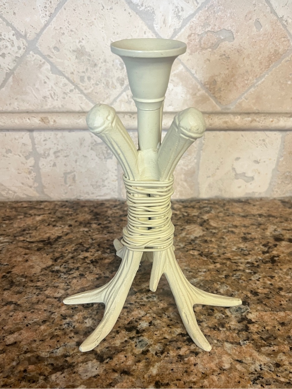 rustic faux antler taper candlestick holder